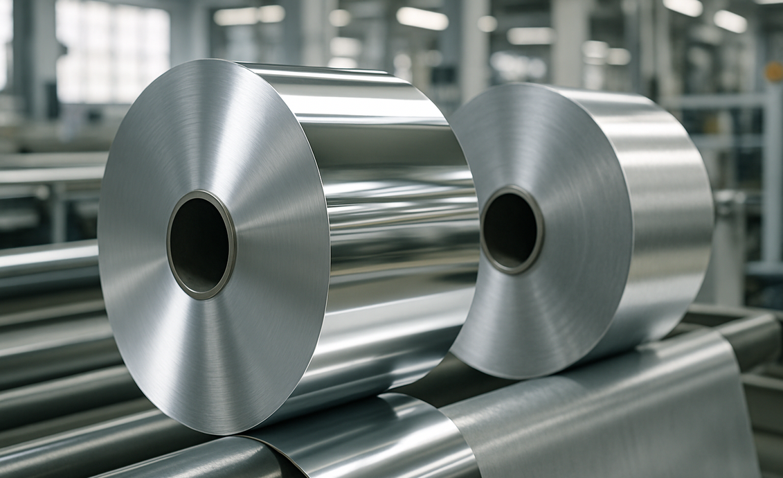 Aluminium jumbo rolls, pure and laminated (PET/ALU, ALU/paper), B-grade